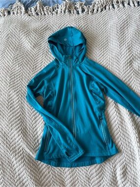 Athleta Teal Hooded Full-Zip Active Jacket